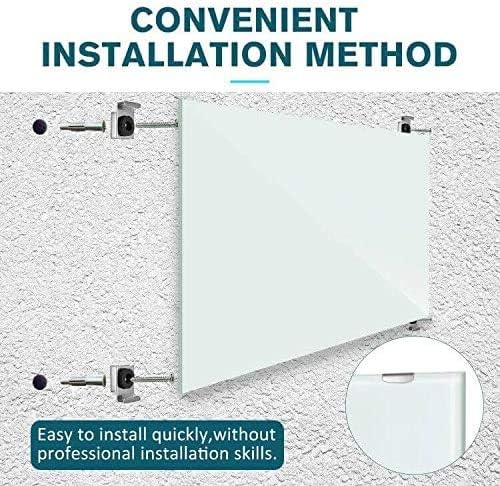 Glass Whiteboard 36x24 Magnetic Dry Erase White Board, Modern Tempered Glass Board for Wall, 3x2' Frameless Wall Hanging Mount Glassboard for Home Office School