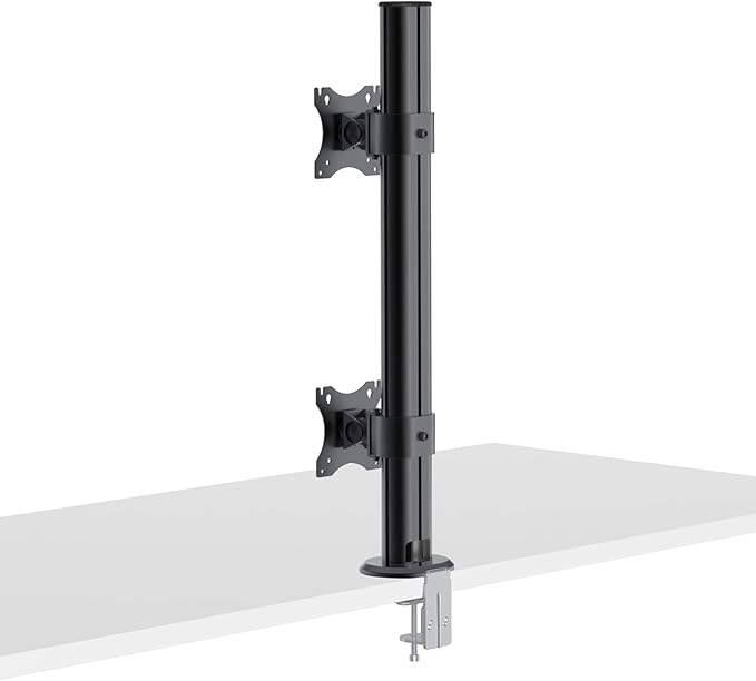 BEWISER Dual Monitor Stand Desk Mount- Vertical Heavy Duty Monitor Riser Fits Two 17 to 49 Inch Screen with Swivel, Tilt, Height Adjustable,weight capacity up to 33 lbs，BL200-B