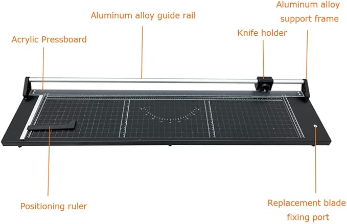 48'' Manual Rotary Paper Trimmer Cutter with an Angle Line Rolling Guillotine Paper Cutting Machine for Cutting Photo Paper, Film（Black）