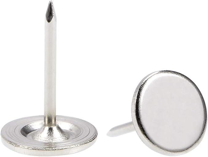 uxcell Upholstery Nails Tacks 11mmx17mm Flat Head Furniture Nails Pins Silver Tone for Furniture Sofa Headboards, 100 Pcs