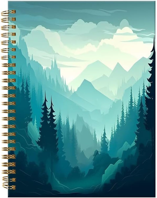 Spiral Journal Notebook,A5 Hardcover Lined Journals for Women Girl 6 x 8.3 in,120 Pages Thick Paper,Cute College Ruled Writing Notebook for Gifts Office Work School(Beautiful Landscape Mountain)