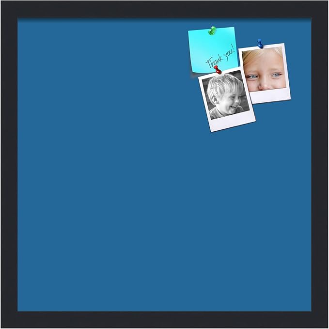PinPix 17x17 Inch Cork Bulletin Board. This Decorative Framed Pin Board Comes with Navy Pastel Design and a Satin Black Frame. Ideal for Home Office Decor or Message Board (PinPix-1811)