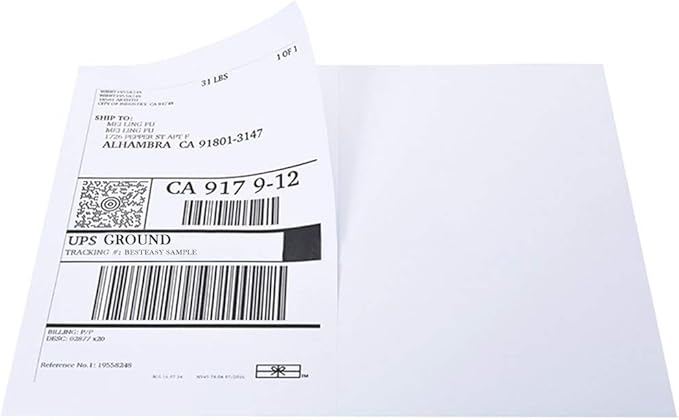 BESTEASY 1000 Round Corner Half Sheet Self Adhesive Shipping Labels for Laser and Ink Jet Printers, White Blank (500 Sheets, 1000 Labels)