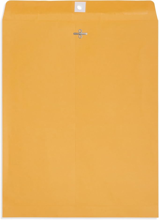 Blue Summit Clasp Manila Envelopes 11x14, 11.5 x 14.5-Inch, Brown Kraft, Gummed Seal, 100 Large 11x14 Envelopes for Mailing Photos and Documents, Manilla Color