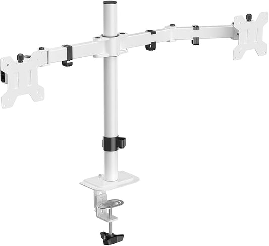 Suptek Dual Monitor Desk Mount, Adjustable Dual Monitor Arm for 2 Monitor Screens up to 42 inch, Extra Tall 15.75" Pole Monitor Stand for Desk, Holds up to 22 lbs,White(MD9442LW)
