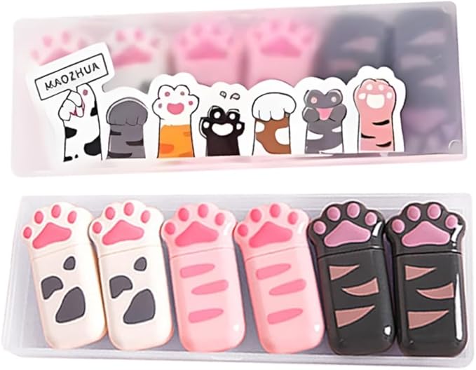 white Corrcetion Tape,6 Pack Mini Japan Corrcetion Tape Pen,with Easy to Use Kawaii Cat Paw Applicator,Cute Stationery Set Kawaii Birthday Gifts set for Back to School Supplies