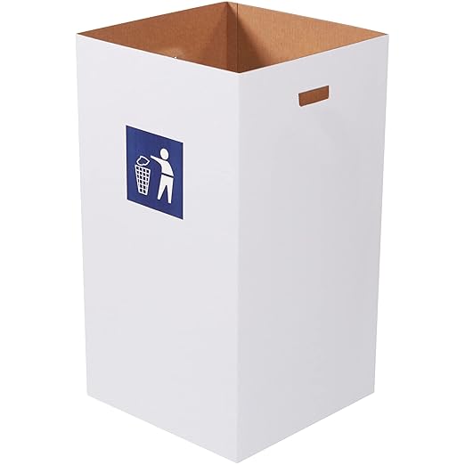 Aviditi Cardboard Trash Cans and Recycling Bins, 50 Gallon 18" L x 18" W x 36" H (10-Pack) Reusable or Disposable Pop Up Garbage Boxes for Parties, Outdoor Events, Heavy Duty, Waste