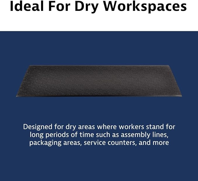Notrax 411 Sof-Tred™ 3' x 12' x 3/8" Anti Fatigue Mat, Enhanced Slip Resistance with Beveled Edges and Pebbled Surface, Ideal for Industrial and Commercial Workplaces, Black, 411S3312BL