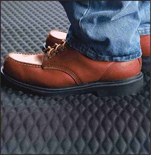 American Floor Mats Hog Heaven Premium 7/8" Black & Yellow Border 3' x 5' Nitrile Backed Anti-Fatigue Comfort Mat