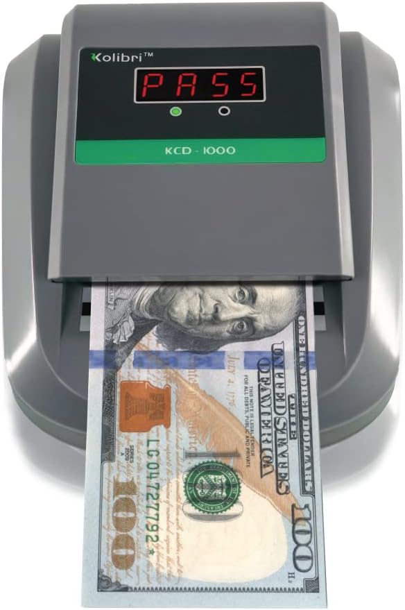 Kolibri KCD-1000 4-Way Orientation Portable Fake Currency Reader and Counterfeit Bill Detector with UM, Magnetic, Infrared Counterfeit Money Detector, Easy Pass/Fail Indicator (KCD-1000)