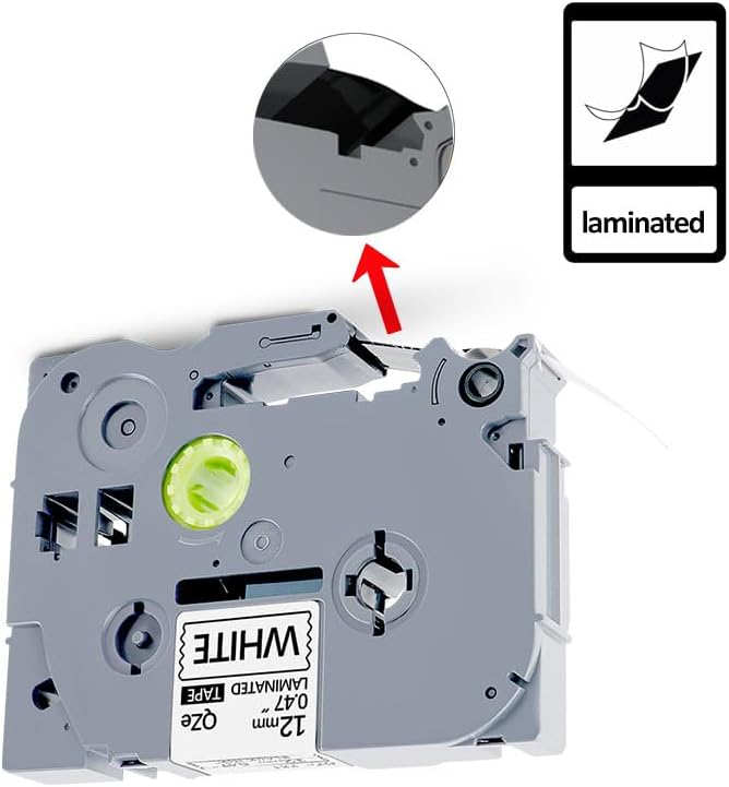 5Pack TZe-231 Tape Label Maker Compatible with Brother P-Touch TZe-231 Tape, TZE231 ½” 0.47”x 26.2 ft Laminated Black on White, for use with PT-D210, PT-H110, PT-D220, PT-D410, PT-D600