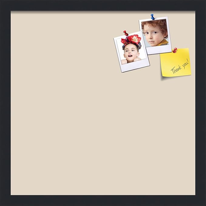 PinPix 17x17 Inch Cork Bulletin Board. This Decorative Framed Pin Board Comes with Desert Pastel Design and a Satin Black Frame. Ideal for Home Office Decor or Message Board (PinPix-1815)