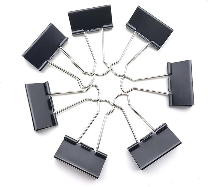 100 Pack Medium Binder Clips, Standard 32mm/1.25 in Binder, Durable Medium Black Binder Clips Bulk, Office Binder Supplies, Paper Binders, Metal Binders for Filing, Office, School, Home