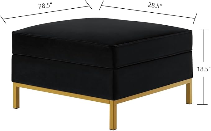 24KF Large Velvet Ottoman, Upholstered Padded Cushion Ottoman Table, Large Foot Rest for Living Room - Black