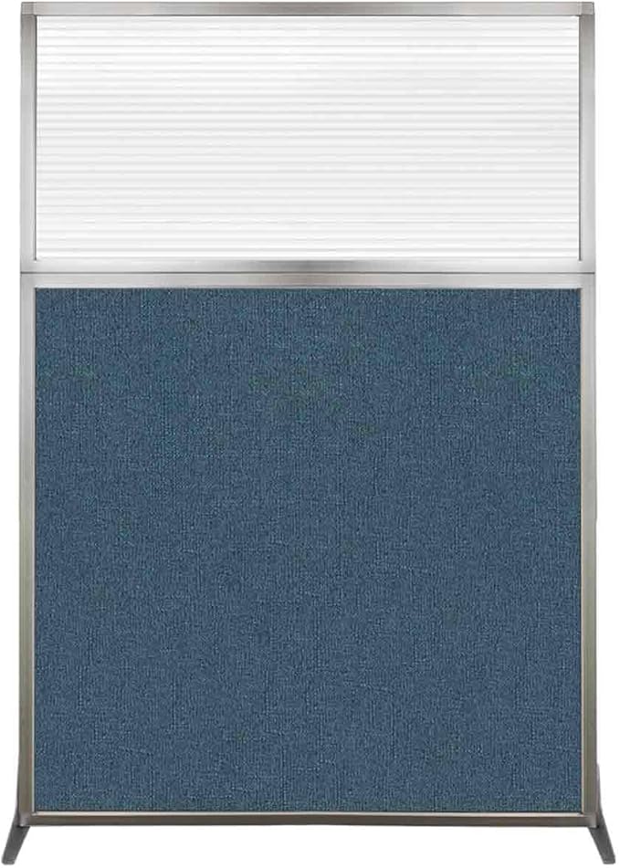 Versare Hush Screen Portable Room Divider | Workstation Wall Divider | Freestanding Privacy Hush Panels | Clear Fluted Windows | Fabric Office Divider Screen | Great for Room Separation