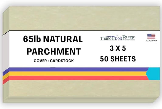 50 Natural Parchment 65lb Cover Paper Sheets 3 X 5 Inches Cardstock Weight Colored Sheets 3" X 5" (3X5 Inches) Index|Recipe Card|Photo|Frame Size - Printable Old Parchment Semblance