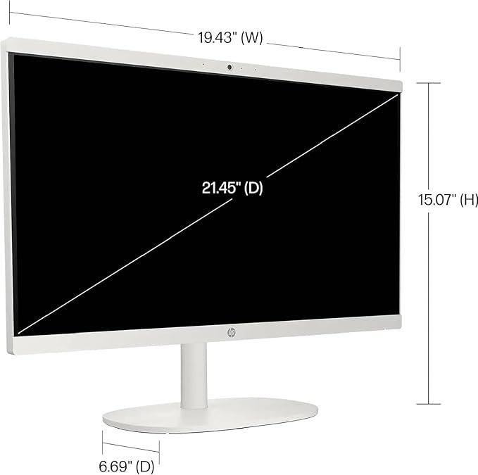 HP 2025 New 22 Inch All-in-One Desktop Computer • 8GB RAM • 128GB PCIe SSD • Intel CPU • Ultra-Quiet Design • Microsoft Office Trial • Wi-Fi 6 • White KB & Mouse • WOWPC Recovery USB • Windows 11