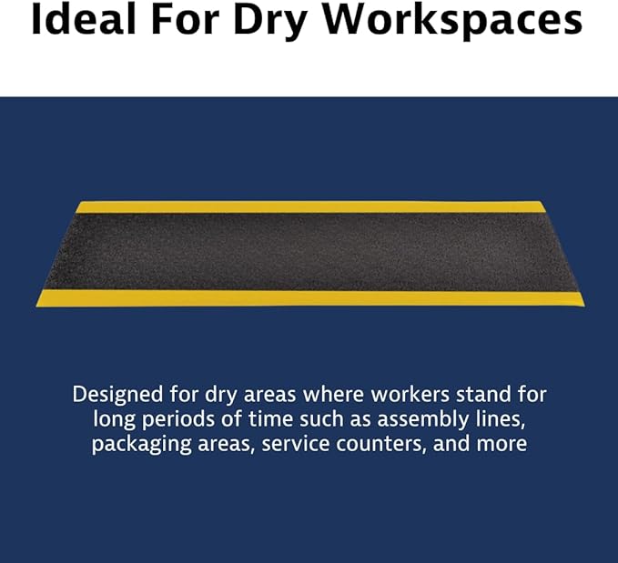 Notrax 411 Sof-Tred™ 3' x 60' x 3/8" Anti Fatigue Mat, Enhanced Slip Resistance with Beveled Edges and Pebbled Surface, Ideal for Industrial and Commercial Workplaces, Black/Yellow, 411R0336BY