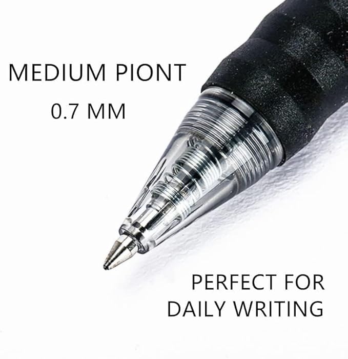 AIHAO Gel Pens 12 Pack, Black Ink, Retractable Medium Point (0.7mm), Smudge-Resistant, Smooth Writing Pens for Journaling, Note-Taking, School & Office Supplies