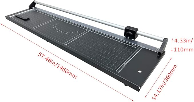 48'' Manual Rotary Paper Trimmer Cutter with an Angle Line Rolling Guillotine Paper Cutting Machine for Cutting Photo Paper, Film（Black）