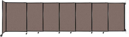 Wall-Mounted Sliding StraightWall Room Divider | Adjustable Widths | Locking Wheels | Room Separator | Up to 15'6" Wide x 4' Tall Latte Fabric Panels