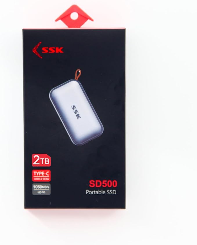 SSK Portable SSD 2TB External Solid State Drives, up to 1050MB/s USB C SSD External Hard Drive USB 3.2 Gen2 for iPhone 15/Pro, Windows, Mac, Android Phones and Tablets