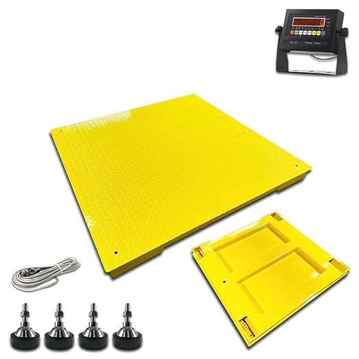 Liberty LS-800-4X5 NTEP Certified (Legal for Trade) Industrial Floor Scale | 48" x 60" | Capacity of 10,000 lbs x 2 lb + Yellow