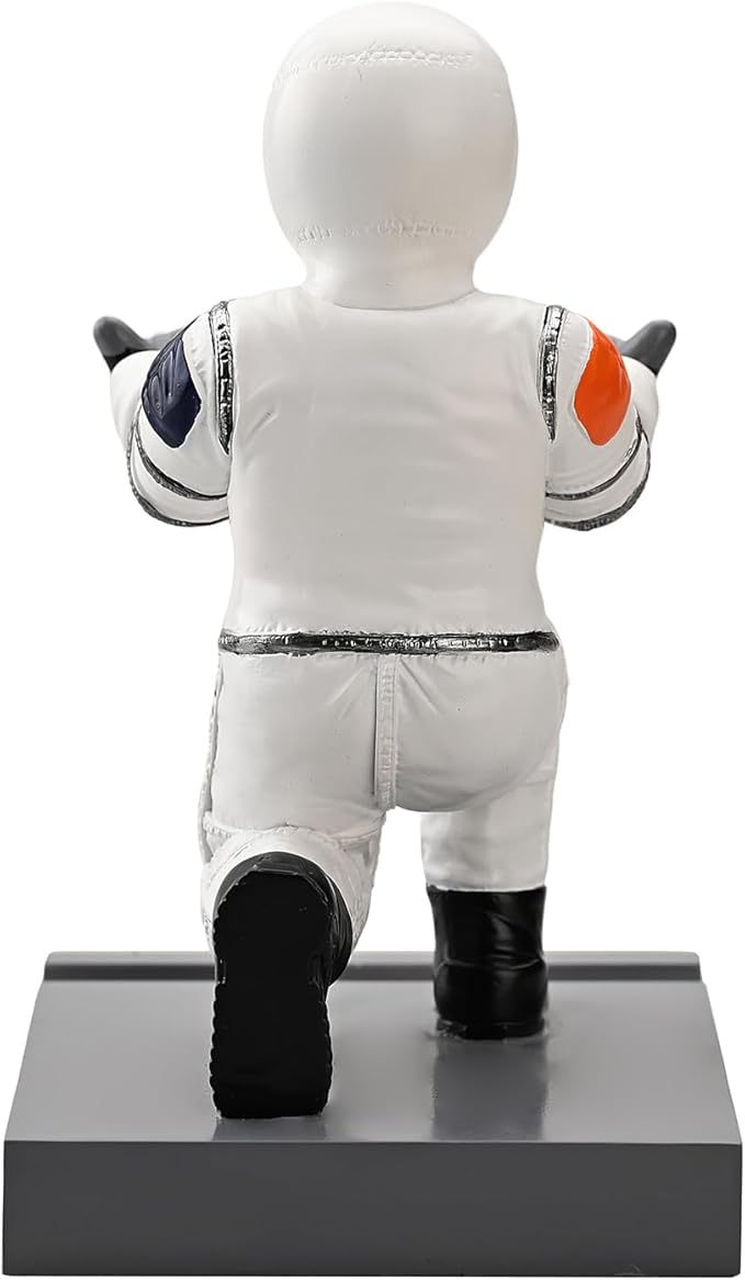 Astronaut Resin Pen Holder, Mobile Phone Stand, Device Stand, Desk Organizer Decorative Pen Holder (White&Golden)