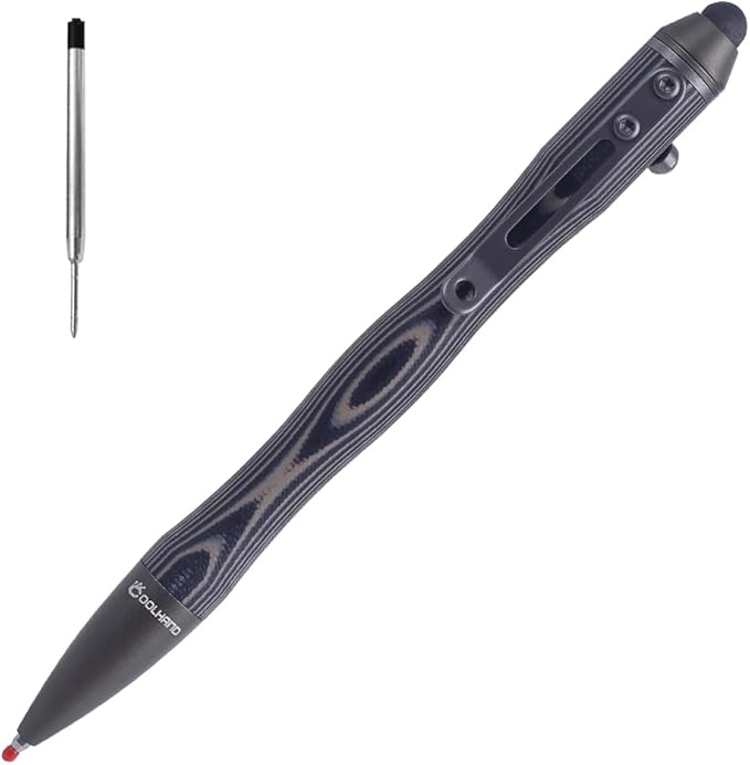Cool Hand 5.7'' Bolt Action Pens, EDC Ballpoint Ink Refillable, Stylus for Touch Screen, G10 Body w/Pocket Clip, Ergonomic Grip, with a Free Refill, 5375-B