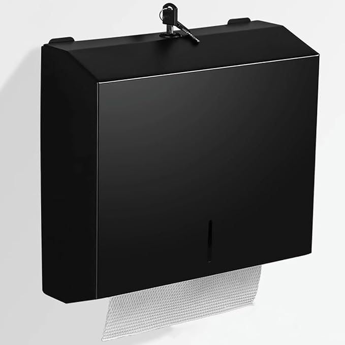 Comercial Paper Towel Dispenser Wall Mount, Stainless Steel Hand Towel Dispenser with Lock, Trifold/C Fold Paper Towel Holder for Bathroom Kitchen Office Public Places, Large Capacity Tissue Holder