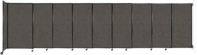 Wall-Mounted Sliding StraightWall Room Divider | Adjustable Widths | Locking Wheels | Room Separator | Up to 19'9" Wide x 5' Tall Mocha Fabric Panels