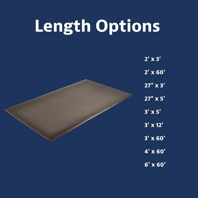 Notrax 410 Airug® 3' x 5' x 5/8" Anti Fatigue Mat, Enhanced Slip Resistance with Beveled Edges and Ribbed Surface, Ideal for Industrial and Commercial Workplaces, Black, 410S0535BL