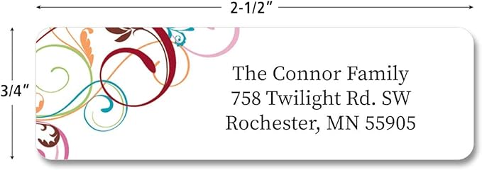 Colorful Images Fantasia Rolled Personalized Return Address Mailing Labels with Dispenser, Customize with Name & Shipping Address, 250 ¾” x 2½” Self Adhesive, Easy Peel Label Roll