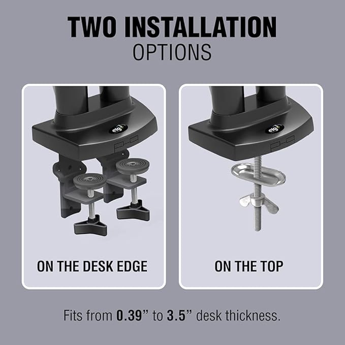 ELG Full Motion Swivel Dual Monitor Desk Mount Stand Gas Spring for Two Screens 17” to 35'' (4.4lbs to 19.8lbs Load for Each Display), Computer Monitor Stand F160N, Black