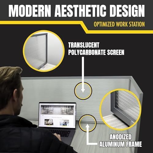 OBEX Polycarbonate Office Desk Mounted Privacy Screen Adjustable Table Top Panel Divider, Universal Aluminum Bracket-USA Made, 24" x 72", Translucent