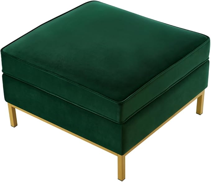 24KF Large Square Couch Ottoman Velvet Ottoman, Upholstered Velvet Padded Cushion Ottoman Table,Large Foot Rest for Couch, Couch Ottoman for Living Room-Jade