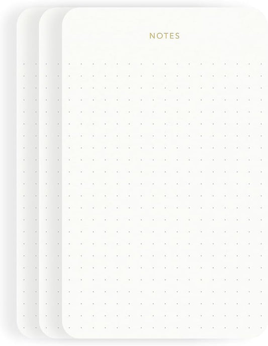 Elegant Desk Notepads for Professionals, Executive's Memo Pads, Minimalist, Gold Foiled, Dotted Layout, 3 Pack, 225 Sheets Total (75 Each), 6.3" x 3.9”, 80 GSM, Eco-friendly, FSC™ Certified Small Notepad