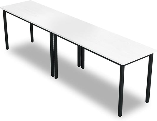 Bonzy Home Conference Tables 8ft Office Computer Desk for Meeting Room Study Writing Printer Podcast Table for 4-8 People Modern White 2PCS 94.4"x23.6"x29.5"
