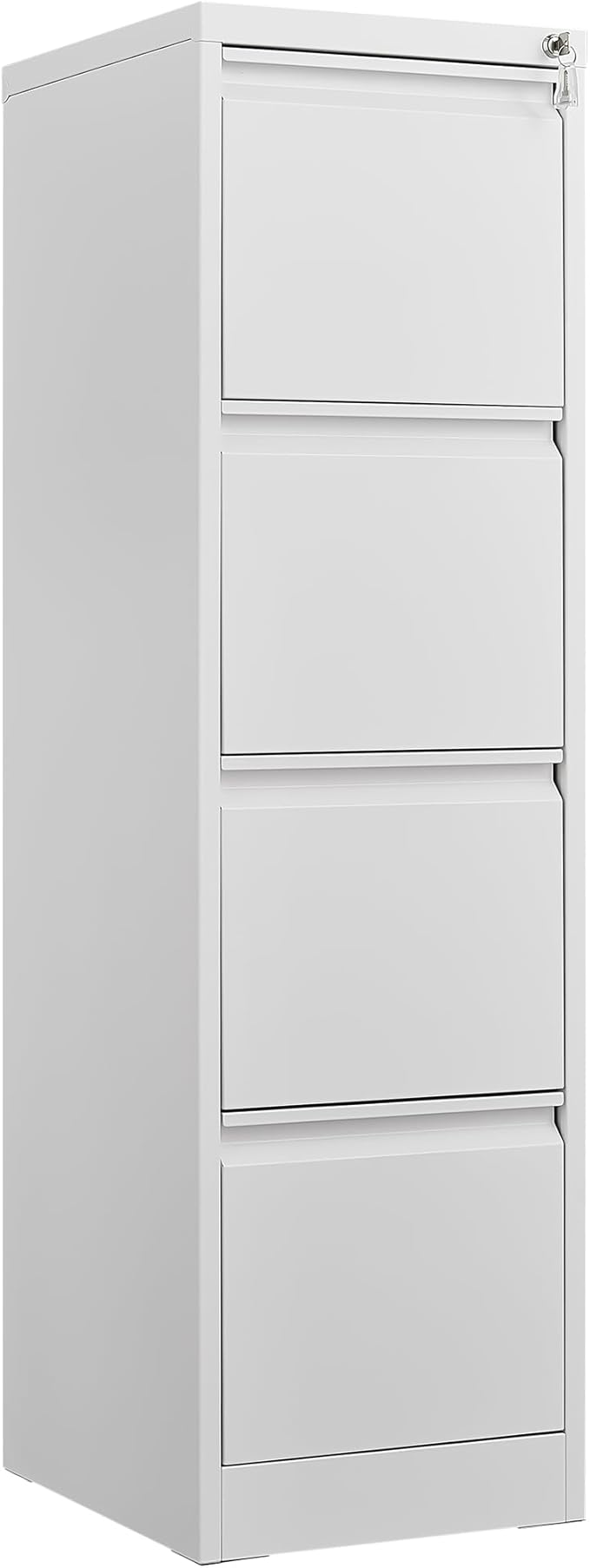 4 Drawer File Cabinet with Lock, Vertical File Cabinets for Home Office, Metal Filing Cabinets, Heavy Duty Steel Lockable Filing Storage Cabinet for Letter/Legal/A4/F4 Size Files, White