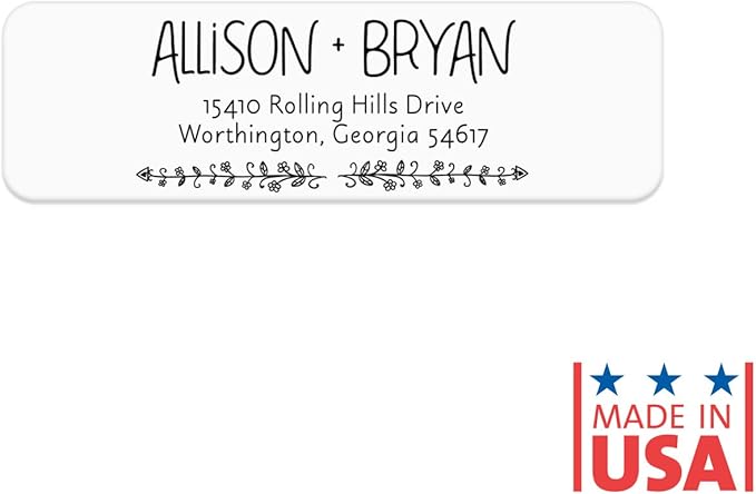 Black and White Botanical Rolled Address Labels / 500 Personalized Return Address Labels/Designer Address Stickers in Elegant Plastic Dispenser