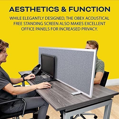 OBEX Acoustical Free Standing Privacy Screen, Cubicle Accessories Desk Privacy Panel, Desk Dividers for Office, Office Furniture Partitions Portable Sound Proof Dividers, 18" x 72", Twilight