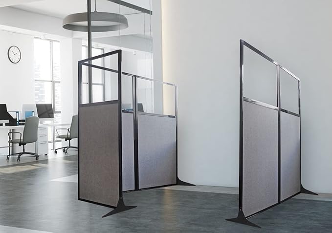 Versare Workstation Partition | Portable Wall Divider | Modern Office Cubicle | Free Standing Privacy Screen | Flexible Work Space | 33" x 70" Powder Blue Fabric Panels