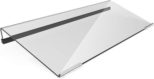 Mini Computer Keyboard Stand-11.8'' x 5.1''-Small Computer Keyboard Tray Acrylic Keyboard Holder for 78 Keys Universal Compact Keyboard, with Black Silicone Strip, Clear