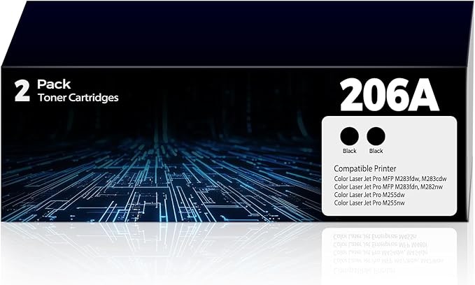 206A Toner Cartridge Color Laser Jet Pro MFP M283fdw M283cdw Compatible with HP 206A 206X HP206A W2110A Black Toner Cartridge