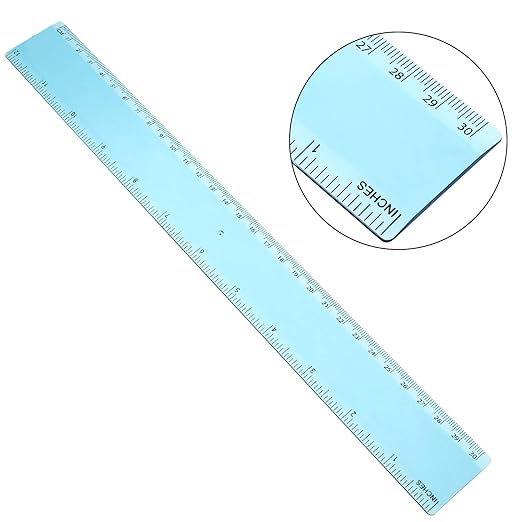 2 Pack Plastic Ruler Straight Ruler Plastic Measuring Tool for Student School Office (Blue, 12 Inch)
