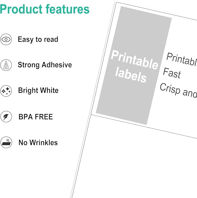 L LIKED Half Sheet Shipping Labels 2 per Sheet, 500 Sheets Printable 8.5" x 5.5" Sticker for Laser & Inkjet Printers Labels (1000 Labels)