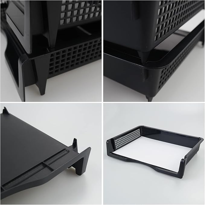 Ggbin 6 Tier Desktop A4 Paper Storage Tray, Stackable File Organizer Trays, Black