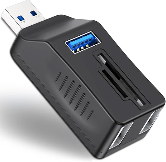 VIENON 5-Port USB 3.0 Hub with SD TF Card Reader, USB Extender Adapter with Memory SD/Micro SD Card Reader, USB 3.0/2.0 Ports, Portable USB Splitter for Laptop,PC, Camera, Flash Driver, HDD, Dash Cam