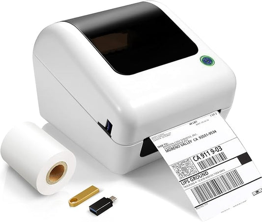 Bluetooth Thermal Shipping Label Printer - Wireless 4x6 Label Maker for packages, Compatible with iPhone and PC, Phone, USB for MAC, Works with Ebay, Amazon, Shopify, Etsy, UPS, USPS Barcode, Upgrade