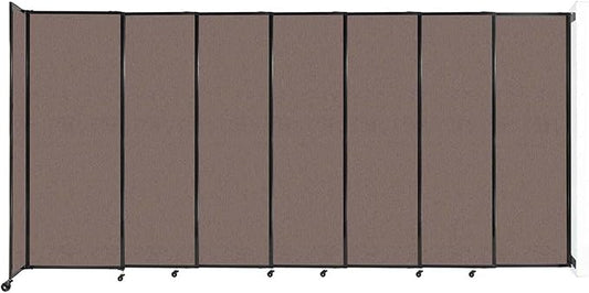 Wall-Mounted Sliding StraightWall Room Divider | Adjustable Widths | Locking Wheels | Room Separator | Up to 15'6" Wide x 7'6" Tall Latte Fabric Panels